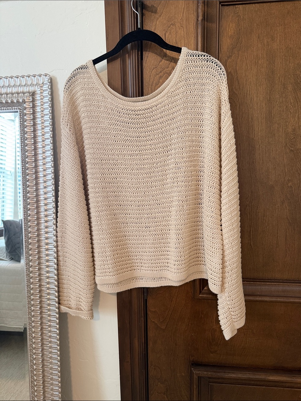 Z Supply Beige Open-Knit Crewneck Sweater